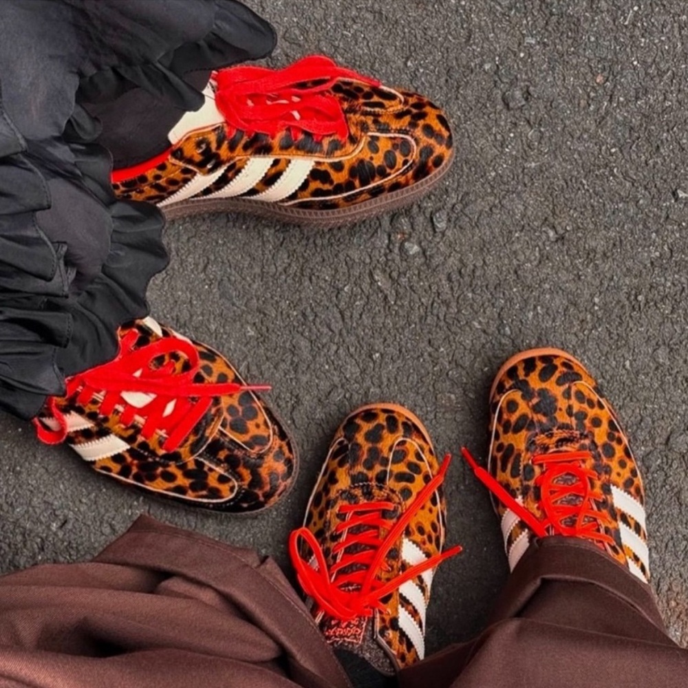 adidas Leopard Print Samba Sneakers with Red Laces - Picture 3 of 7